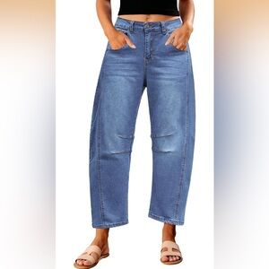 NWOT Amazon Medium Wash Barrel Jeans